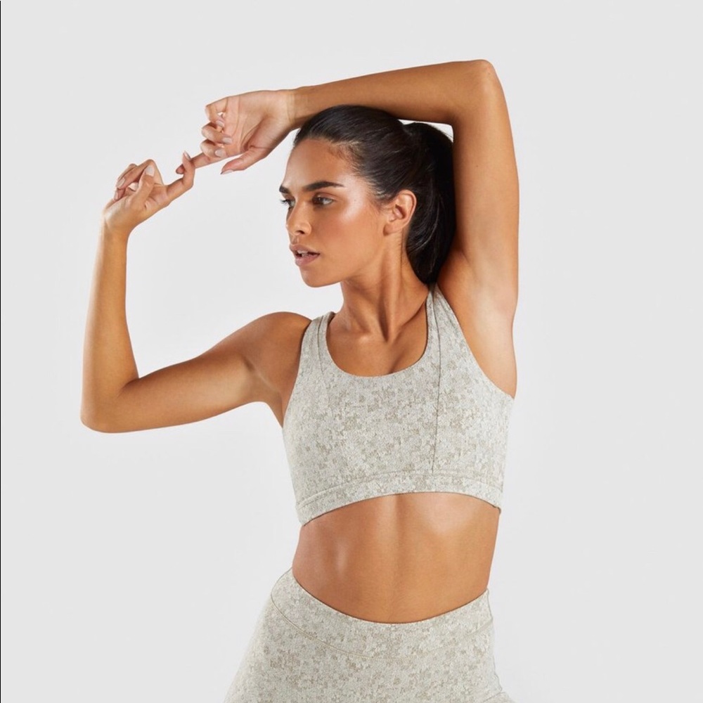 NWOT Gymshark Fleur Bra- Washed Khaki Marl